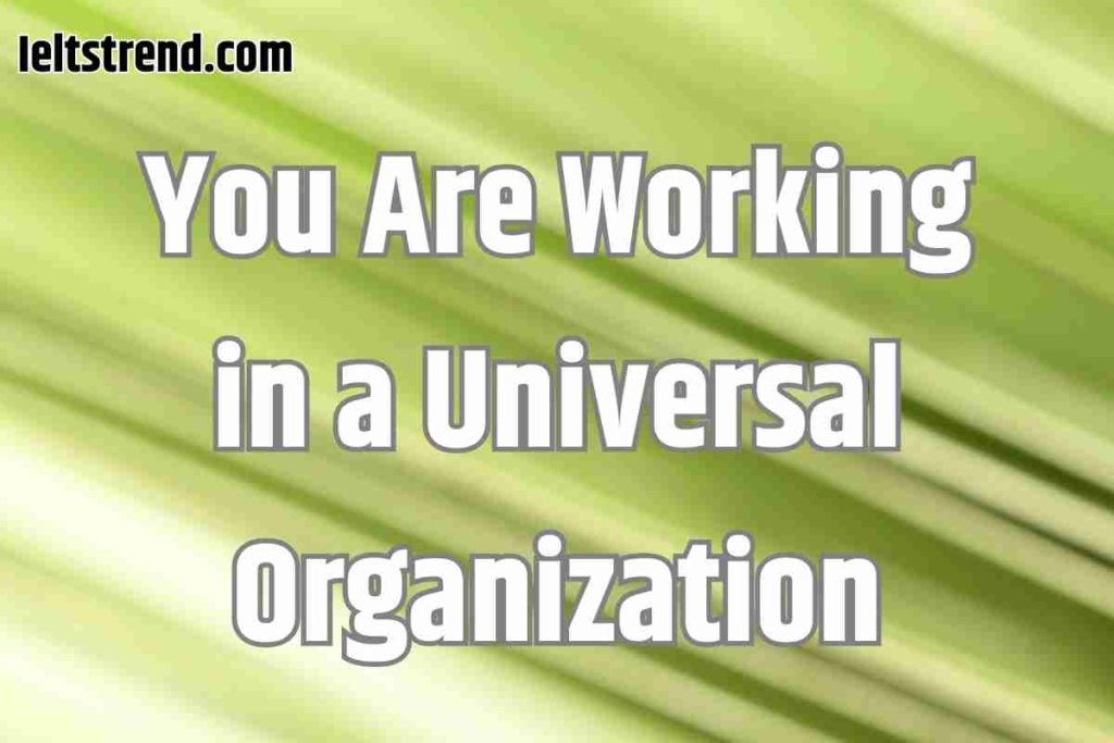 You Are Working in a Universal Organization